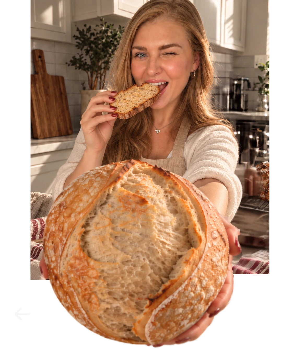 Founder of Lee's Sourdough Co. enjoying fresh sourdough