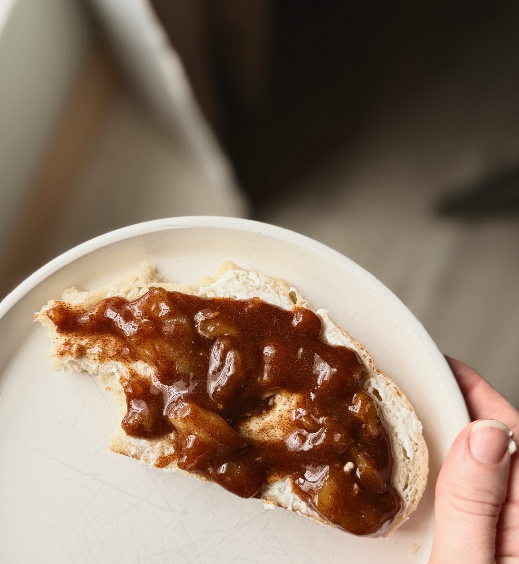 Sourdough toast with apple topping