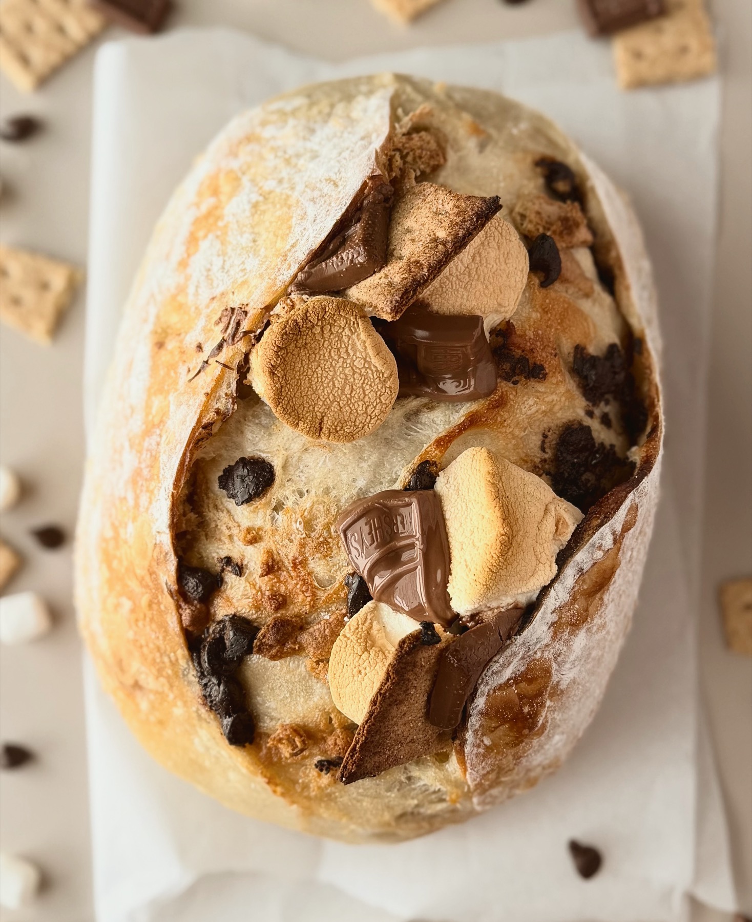 Fresh s’mores sourdough loaf